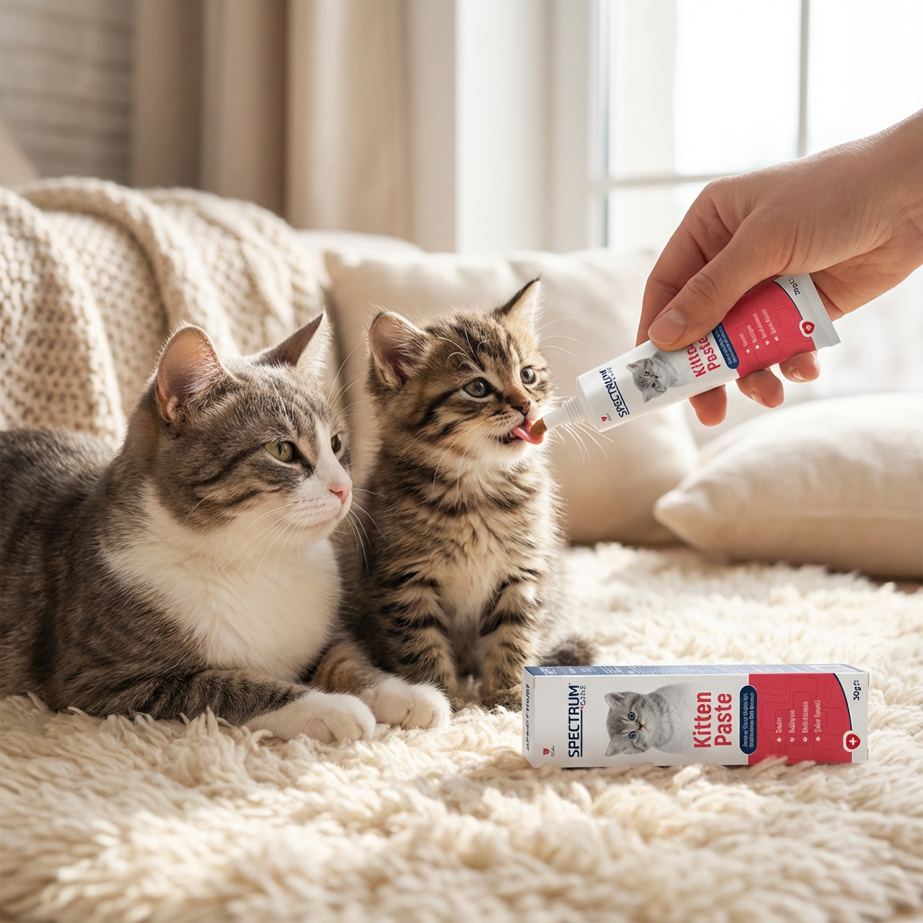 Spectrum Anne ve Yavru Kediler için Multivitamin Malt Macunu 30gr kullanım görseli