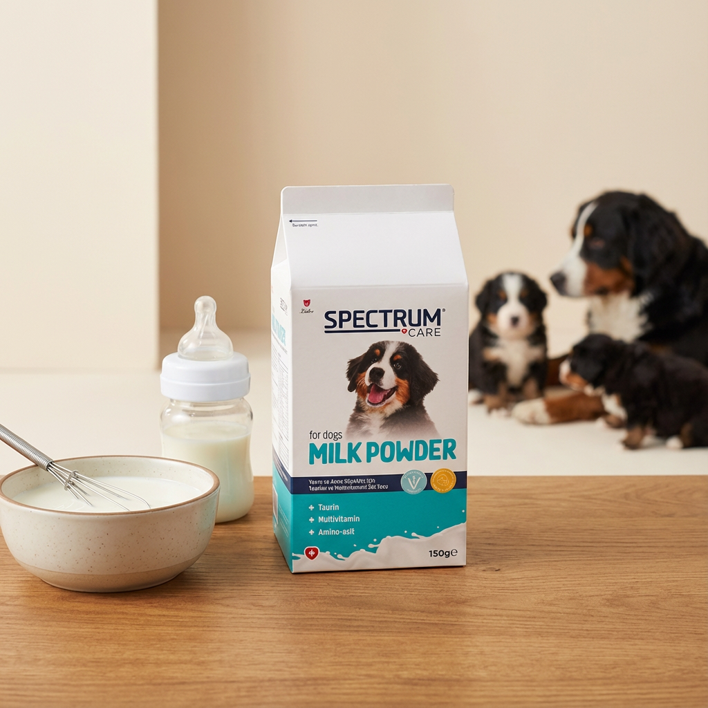 Spectrum Care Yavru ve Anne Köpekler için Taurinli ve Multivitaminli Süt Tozu 150 Gr kullanım görseli