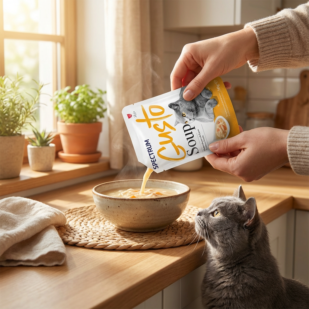 Spectrum Gusto Tavuklu ve Havuçlu Kedi Çorbası 50gr kullanım görseli
