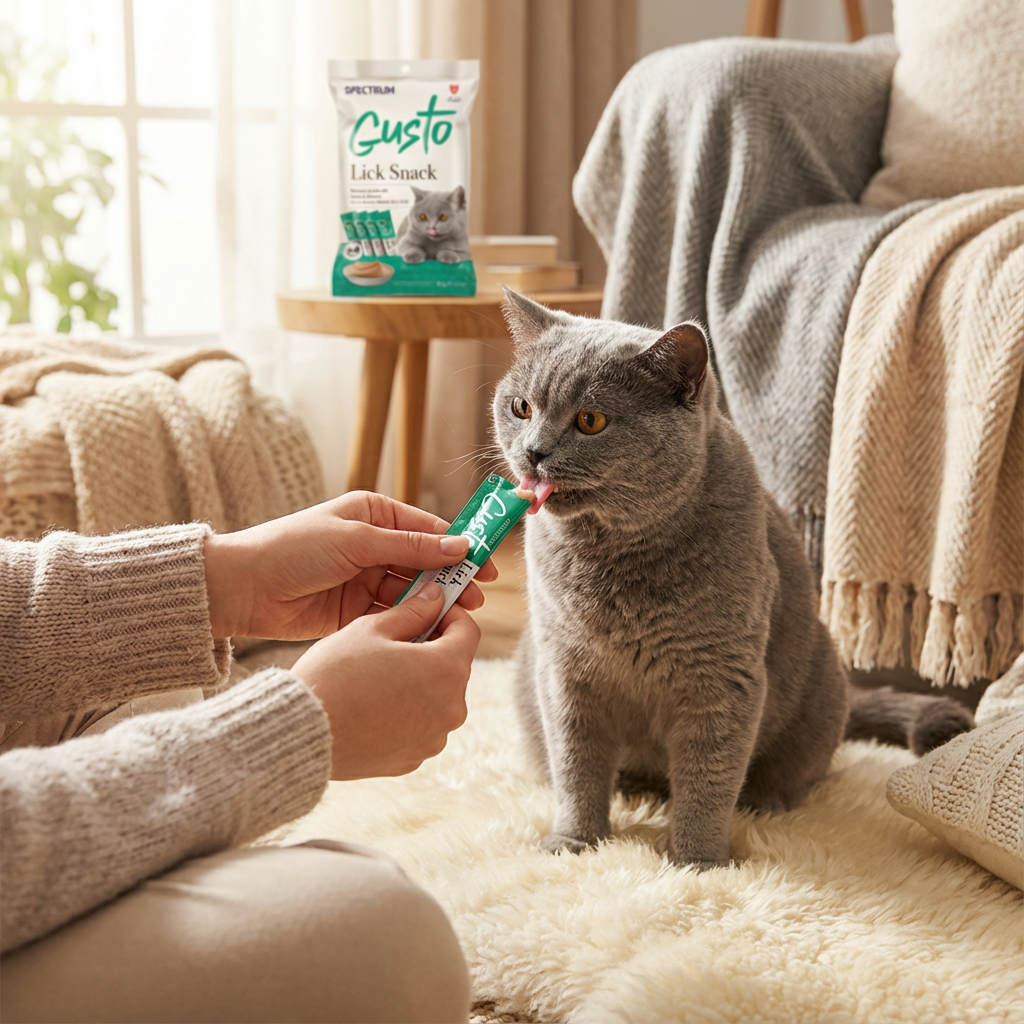 Spectrum Gusto Ton Balığı ve Somonlu Sıvı Kedi Ödül Maması 15gr (4lü) kullanım görseli