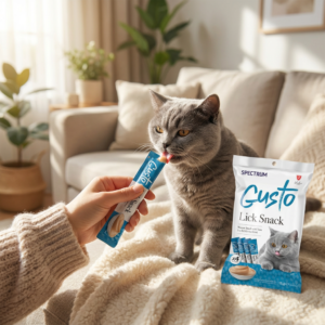 Spectrum Gusto Ton Balıklı Sıvı Kedi Ödül Maması 15gr (4lü) kullanım görseli