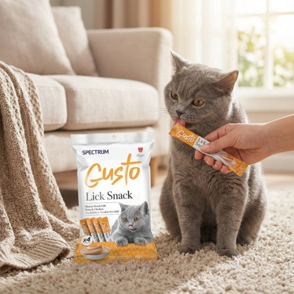 Spectrum Gusto Ton Balıklı ve Tavuklu Sıvı Kedi Ödül Maması 15gr(4lü) kullanım görseli