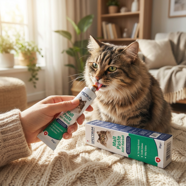 Spectrum Kedi Tüy Yumağı Önlemeyi Destekleyen Malt Macunu 30gr kullanım görseli