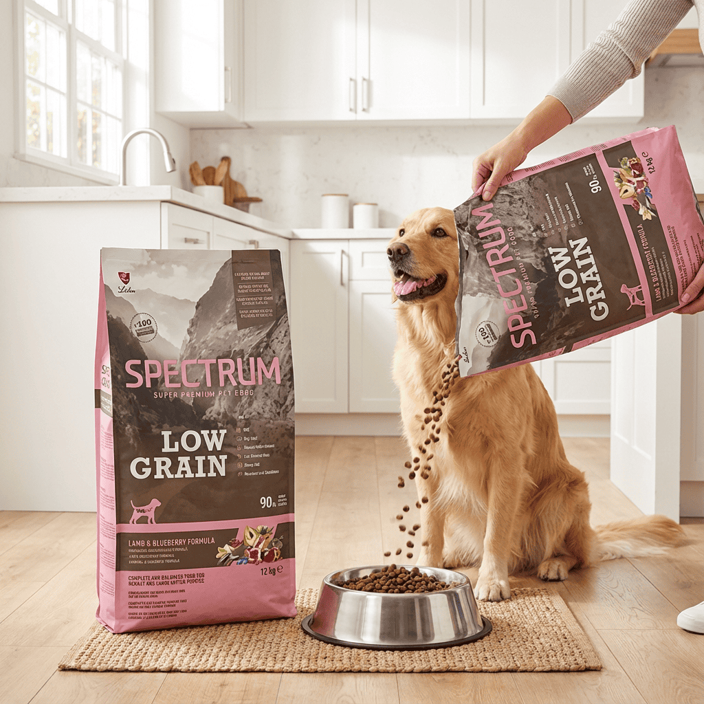 Spectrum Low Grain Kuzulu ve Yaban Mersinli Orta ve Büyük Irk Yetişkin Köpek Maması 12 kg kullanım görseli