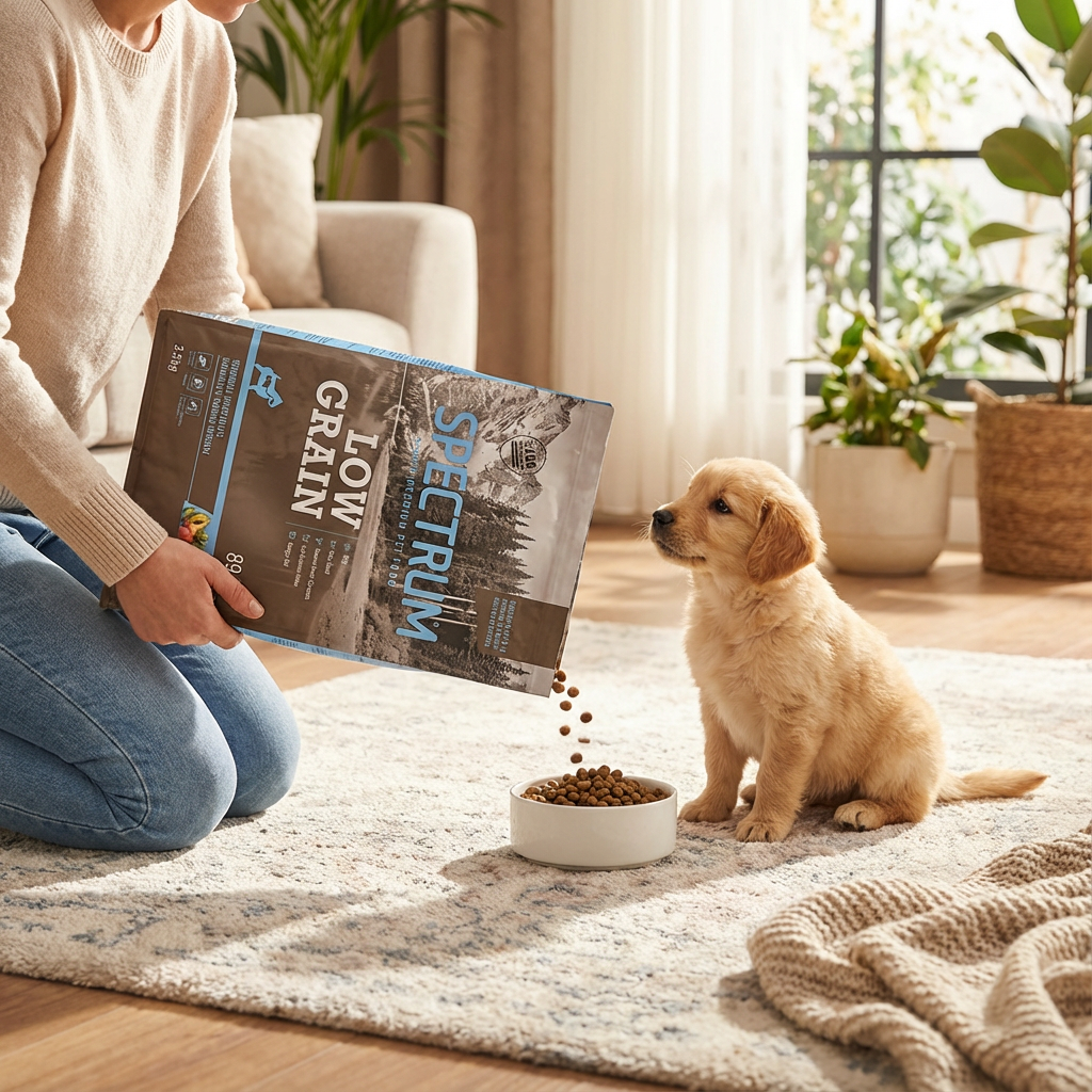 Spectrum Somonlu Hamsili ve Yaban Mersinli Mini ve Küçük Irk Yavru Köpek Maması 2,5 kg kullanım görseli