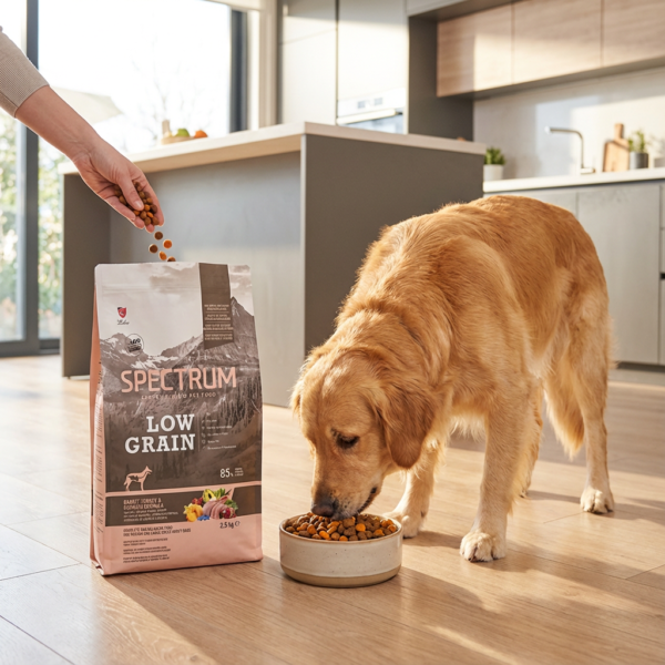 Spectrum Tavşanlı Hindili ve Bal Kabaklı Orta ve Büyük Irk Düşük Tahıllı Yetişkin Köpek Maması 2,5 kg kullanım görseli