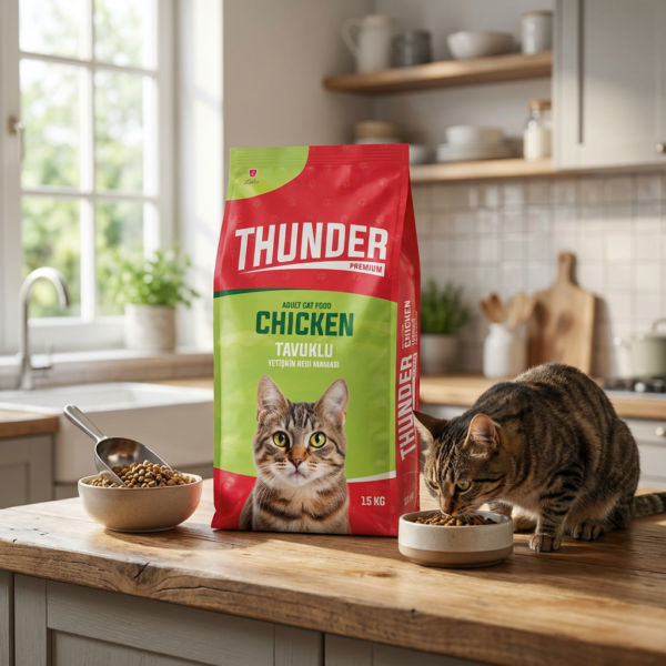 Thunder Premium Tavuklu Yetişkin Kedi Maması 15 KG kullanım görseli
