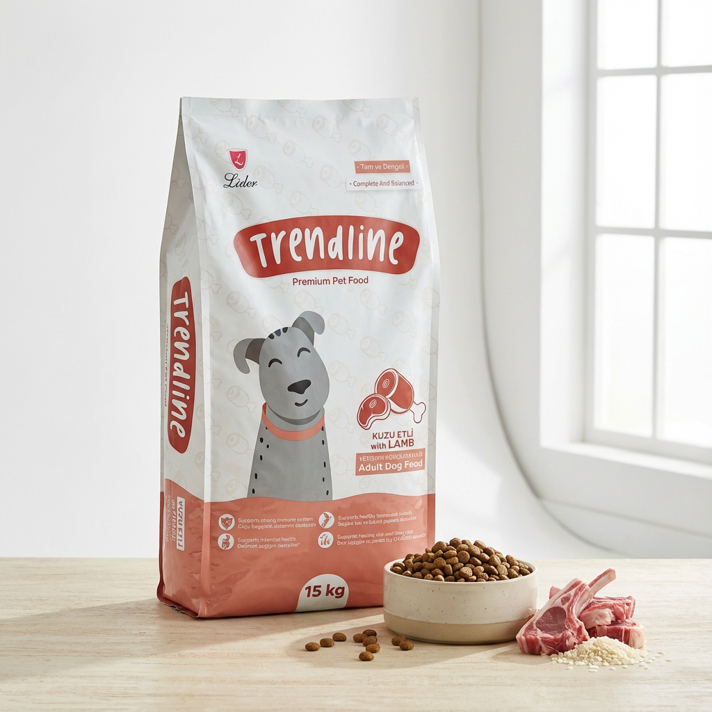 Trendline Kuzu Etli ve Pirinçli Yetişkin Köpek Maması 15 kg kullanım görseli