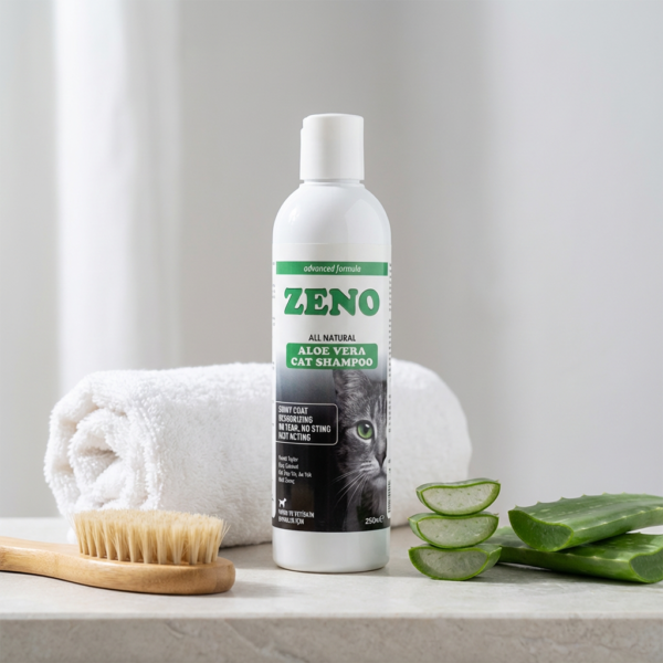 ZENO ALOE VERA CAT SHAMPOO kullanım görseli