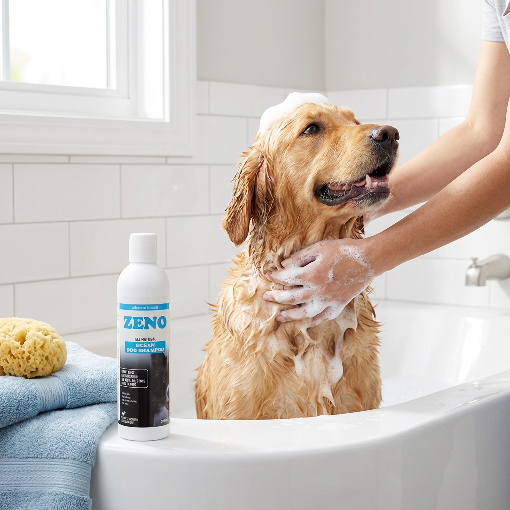 ZENO OCEAN DOG SHAMPOO kullanım görseli
