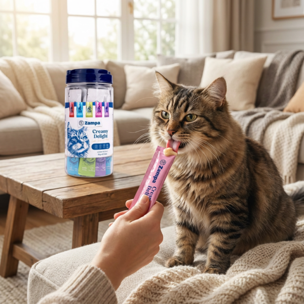 Zampa Creamy Delight Kedi Krema Ödül Maması 30'lu Karışık (16gr x 30) kullanım görseli